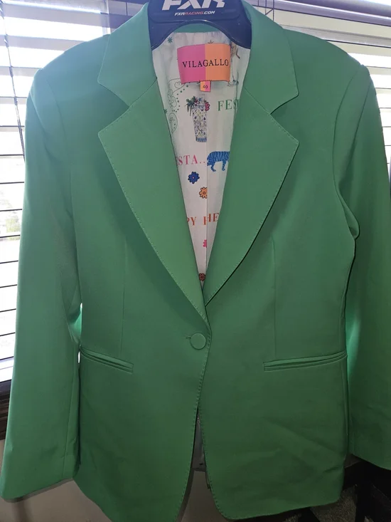 VilaGallo Green Womens Single-Button Blazer - Picture 1 of 12